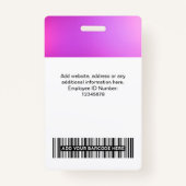Badge Custom Purple Employee Photo, Bar Code, Logo, Name (Dos)