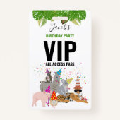Badge Custom Safari Jungle Zoo Anniversaire Party Pass F (Devant)