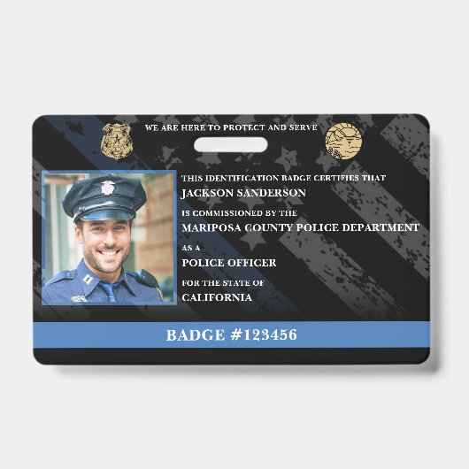 Badge Customizable Police Officer Law Enforcement ID (Face)