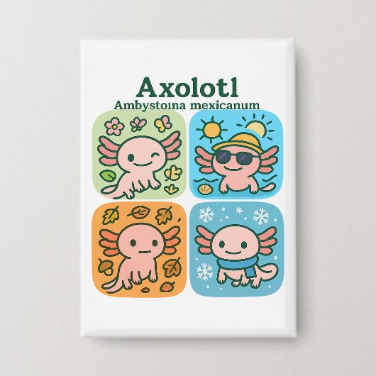 Badge Cute Axolotl Seasons Collection - Saisons (Recto)