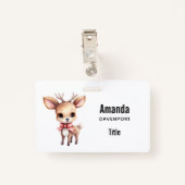 Badge Cute Baby Deer Cartoon Illustration (Dos avec clip)