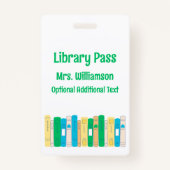 Badge Cute Books School Library Hall Pass (Dos)