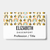 Badge Cute Bumble Bee et Rainbows Motif (Arrière)