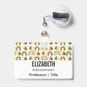 Badge Cute Bumble Bee et Rainbows Motif (Arrière avec rétractable)