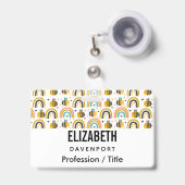 Badge Cute Bumble Bee et Rainbows Motif (Avant avec rétractable)