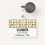 Badge Cute Bumble Bee et Rainbows Motif (Front with Retractable)