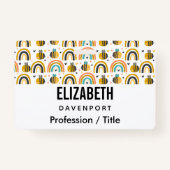 Badge Cute Bumble Bee et Rainbows Motif (Devant)
