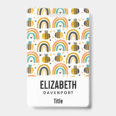 Badge Cute Bumble Bee et Rainbows Motif (Dos)