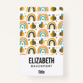 Badge Cute Bumble Bee et Rainbows Motif (Devant)