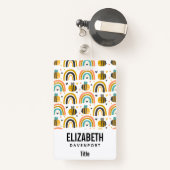 Badge Cute Bumble Bee et Rainbows Motif (Back with Retractable)