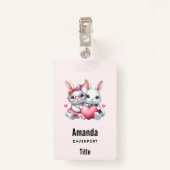 Badge Cute Bunnies Sharing a Heart (Dos avec clip)