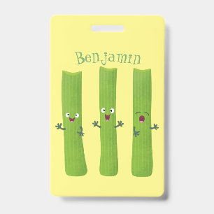 Badge Cute céleri bâtons trio caricature légumes