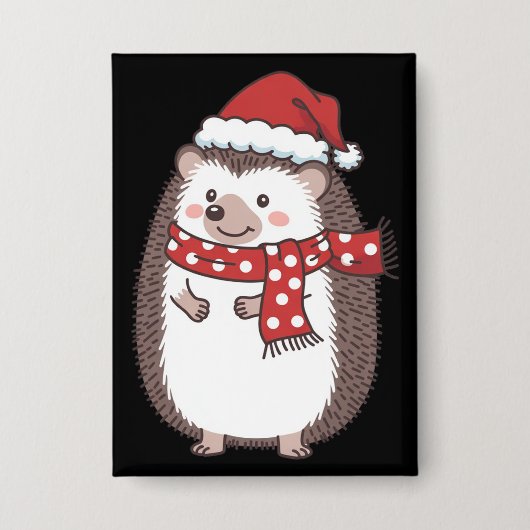 Badge Cute Christmas Hedgehog Holiday (Recto)