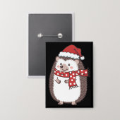 Badge Cute Christmas Hedgehog Holiday (Recto/Verso)