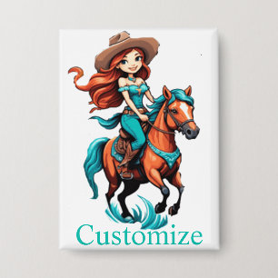 Badge Cute Cowgirl équitation Pony Thunder_Cove