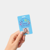 Badge Cute Custom School Teacher Rainbow Nom bleu (Manuel / portable)