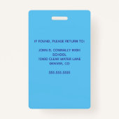 Badge Cute Custom School Teacher Rainbow Nom bleu (Dos)