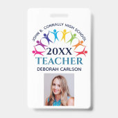 Badge Cute Custom School Teacher Rainbow Staff Bar Code (Avant)