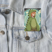 Badge Cute Dino Friend Anime Boy - Green Dinosaur (Insitu)