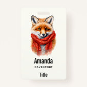 Badge Cute Fox in a Red Scarf Autumn Image (Devant)