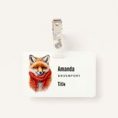 Badge Cute Fox in a Red Scarf Autumn Image Business (Dos avec clip)
