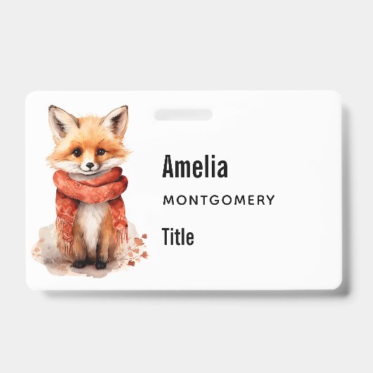 Badge Cute Fox Pup in a Red Scarf (Avant)