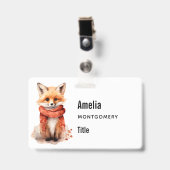Badge Cute Fox Pup in a Red Scarf (Avant avec clip)