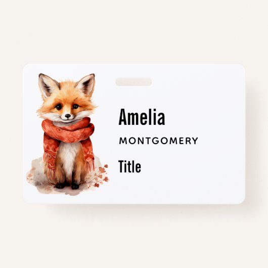Badge Cute Fox Pup in a Red Scarf (Dos)