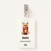Badge Cute Fox Pup in a Red Scarf (Devant avec clip)