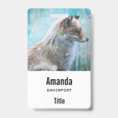 Badge Cute Furry Fox sur Blue Grunge Arrière - plan (Back)