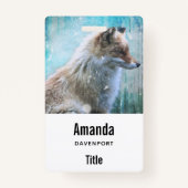 Badge Cute Furry Fox sur Blue Grunge Arrière - plan (Devant)
