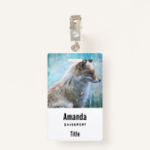 Badge Cute Furry Fox sur Blue Grunge Arrière - plan (Dos avec clip)