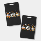 Badge Cute Ghost Boire Café Halloween Fall Ghost Bo (Avant & arrière)