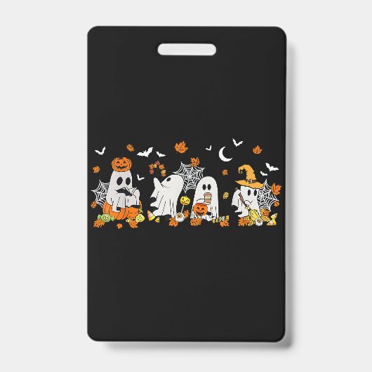 Badge Cute Ghost Boire Café Halloween Fall Ghost Bo (Avant)