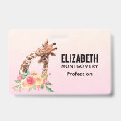 Badge Cute Giraffe Aquarelle Maman & Bébé (Arrière)