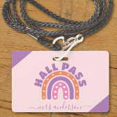 Badge Cute Girls Boho Rainbow Teacher Hall Pass