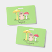 Badge Cute kawaii champignon champignon toadstool (Avant & arrière)