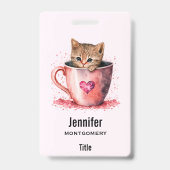Badge Cute Kitten dans un Teacup avec les coeurs (Arrière)