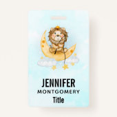 Badge Cute Lion Pêche sur l'aquarelle de la lune (Dos)