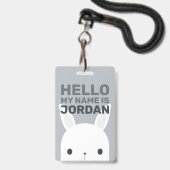 Badge Cute Little Bunny Rabbit with Personalized (Avant avec lanière)