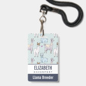 Badge Cute Llama Motif Pois (Dos avec cordon)