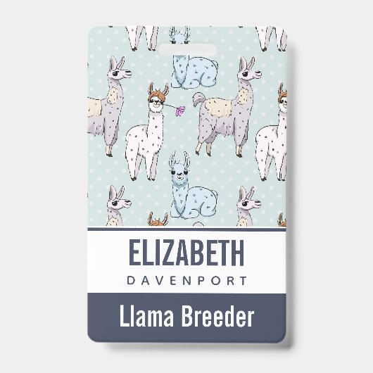 Badge Cute Llama Motif Pois (Face)