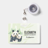 Badge Cute Panda Ours Cuddin Aquarelle (Avant avec rétractable)