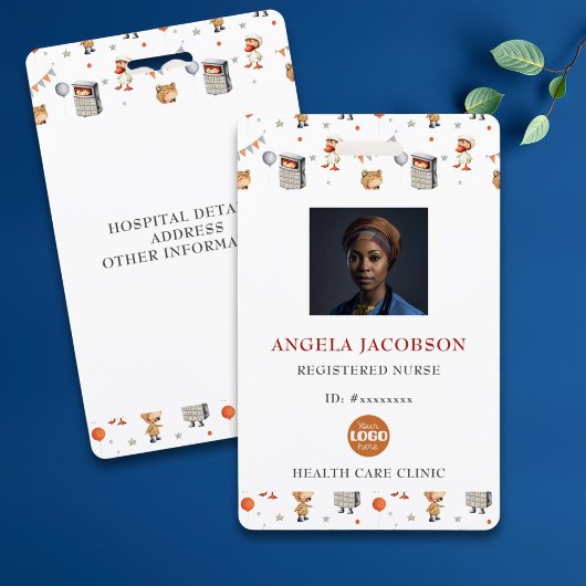 Badge Cute Pediatric Registered Nurse Logo