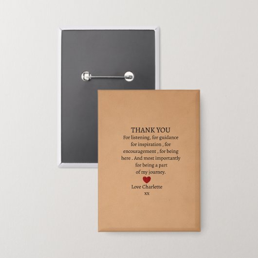 Badge cute personalized thank you love (Recto/Verso)