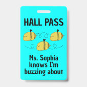 Badge Cute personnalisable Hall Pass Bumble Bee Team Spi (Arrière)