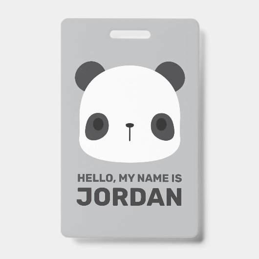 Badge Cute petit ours Panda avec nom personnalisé (Avant)