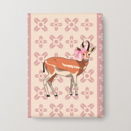 Badge Cute Pink Doe-patterned Christmas (Recto)
