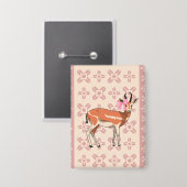 Badge Cute Pink Doe-patterned Christmas (Recto/Verso)