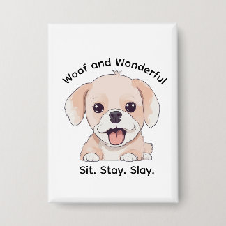 Badge Cute Puppy Lovers Stylish Dog Mom Rectangle Button